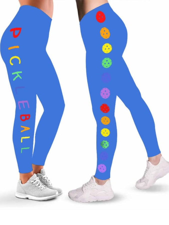 Women's Colorful Pickleball Print Leggings