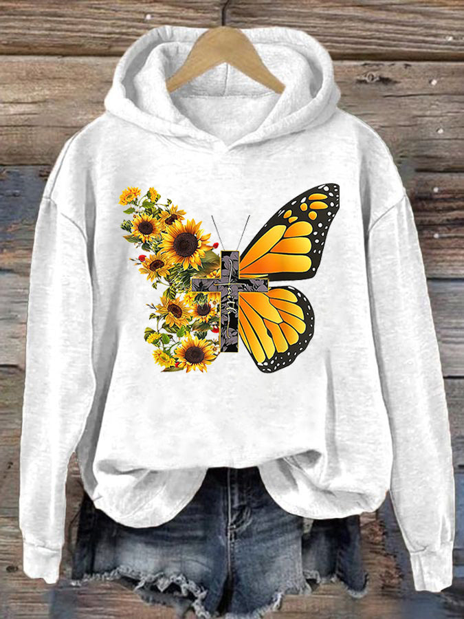 Women's God Floral Print Hoodie Sweatshirt