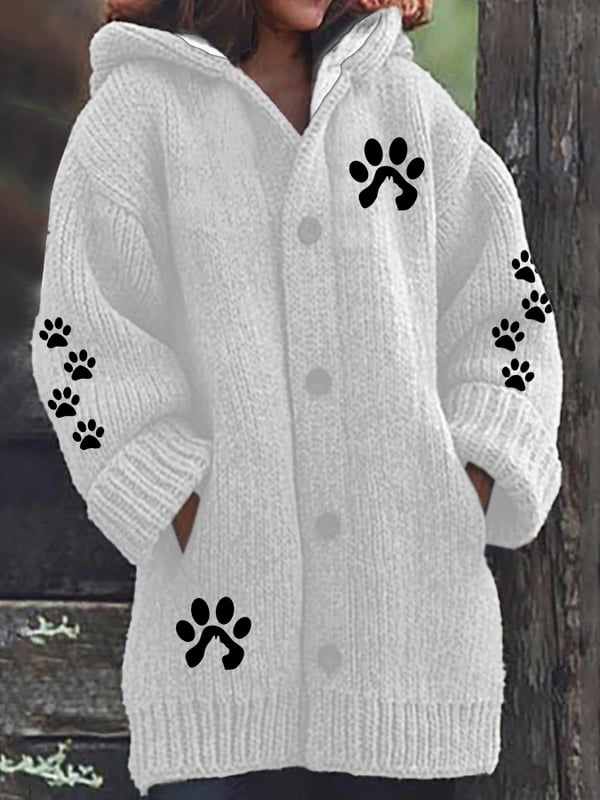 Women'S Cute Paw Print Button Design Jacket