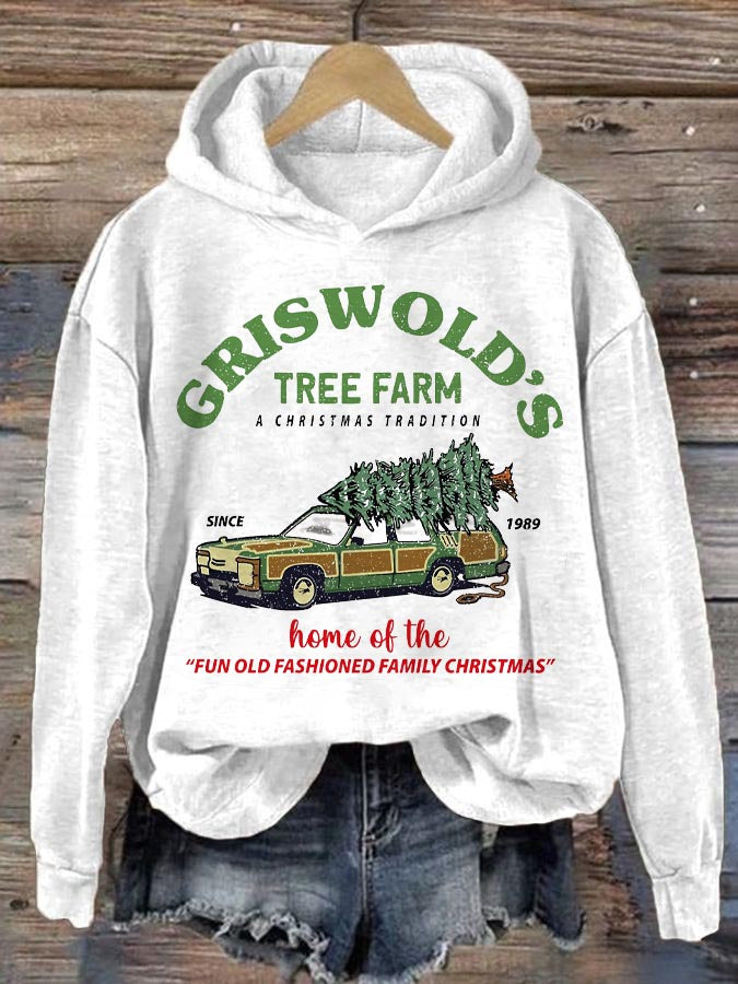 Women's Griswold Christmas Tree Farm Print Hooded Sweatshirt