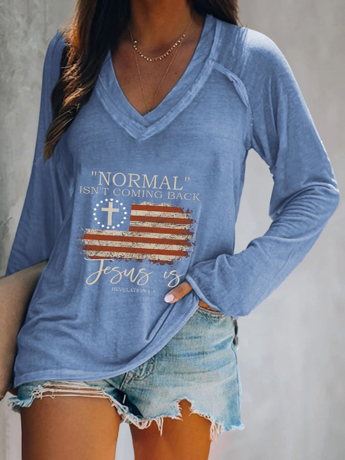 Top mit Retro-Print „Normal Isnt Coming Back“ für Damen