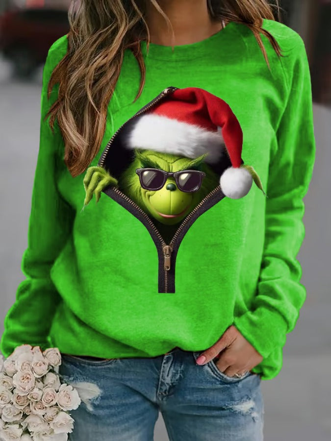 Women's Christmas Printed Crew Neck Sweatshirt