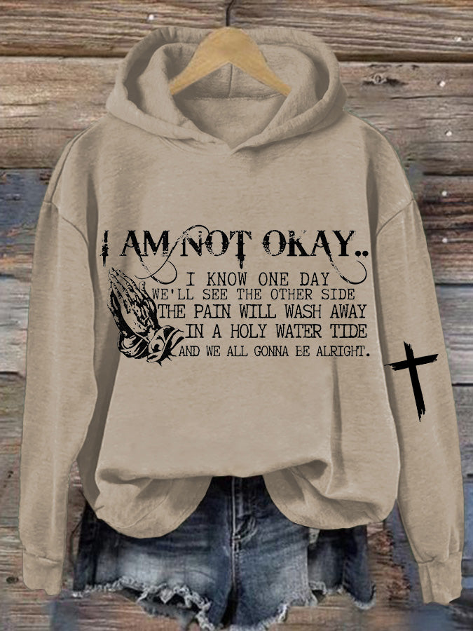 Women's I’m Not Okey Printed Casual Hoodie