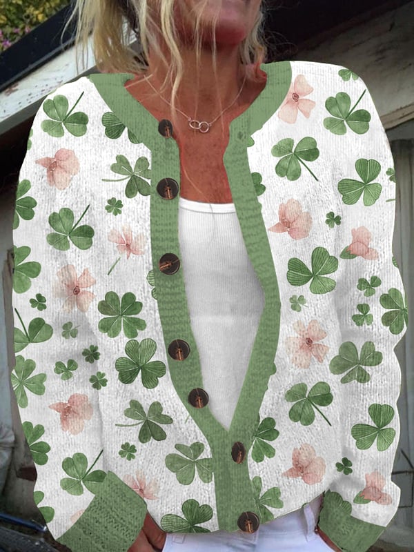 Women's St. Patrick's Day Printed Knit Cardigan