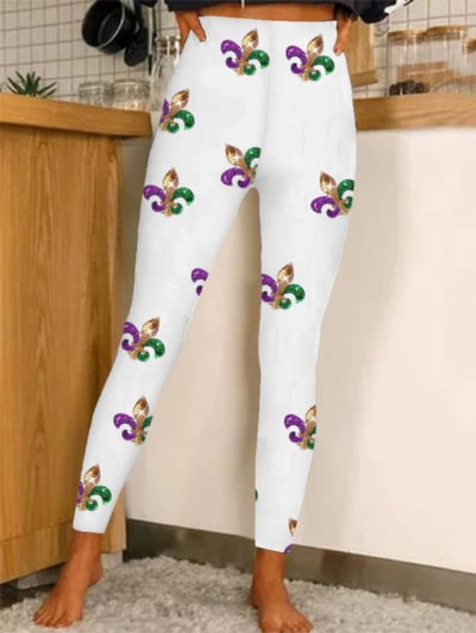 Women's Mardi Gras Print Casual Leggings