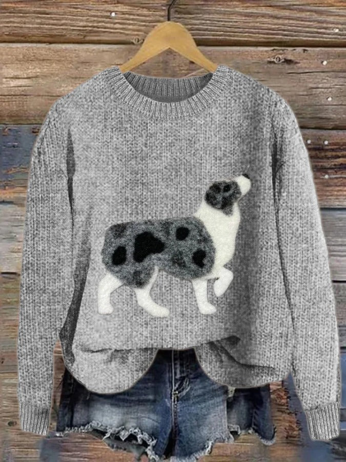 Australian Shepherd Dog Felt Cozy Knit Sweater