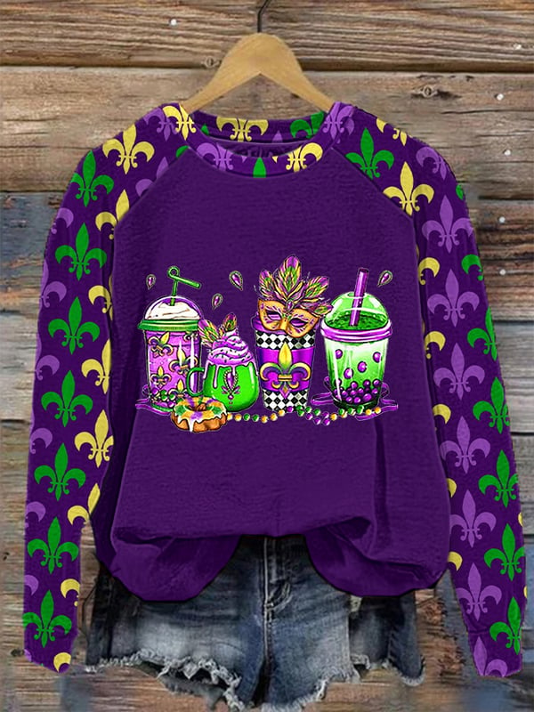 Women's Mardi Gras Print Sweatshirt