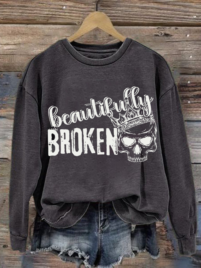 Lässiges Sweatshirt mit Country-Musik-Aufdruck für Damen